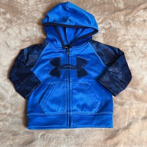 UNDER ARMOUR Navy Blue Full Zip Hooded Fleece Lined Jacket - Size 3-6M